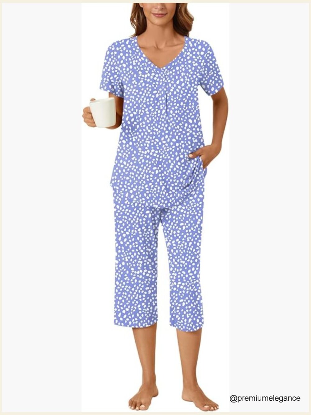 Women's Pajama Set 2 Piece Short Sleeve Capri Pants Loungewear